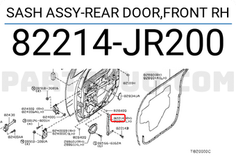 Nissan 82214JR200 SASH ASSY-REAR DOOR,FRONT RH