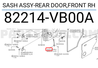 Nissan 82214VB00A SASH ASSY-REAR DOOR,FRONT RH