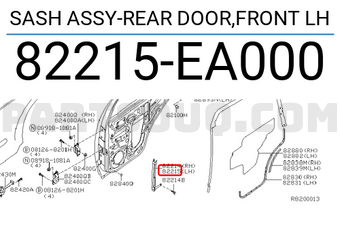 Nissan 82215EA000 SASH ASSY-REAR DOOR,FRONT LH