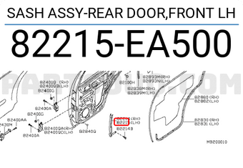 Nissan 82215EA500 SASH ASSY-REAR DOOR,FRONT LH