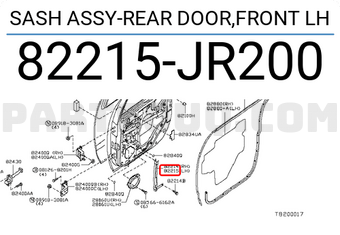 Nissan 82215JR200 SASH ASSY-REAR DOOR,FRONT LH