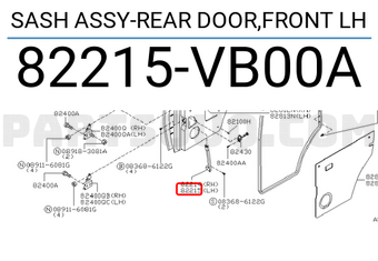 Nissan 82215VB00A SASH ASSY-REAR DOOR,FRONT LH