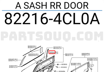 Nissan 822164CL0A A SASH RR DOOR