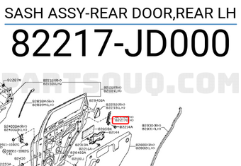 Nissan 82217JD000 SASH ASSY-REAR DOOR,REAR LH