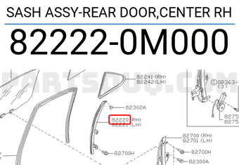 Nissan 822220M000 SASH ASSY-REAR DOOR,CENTER RH