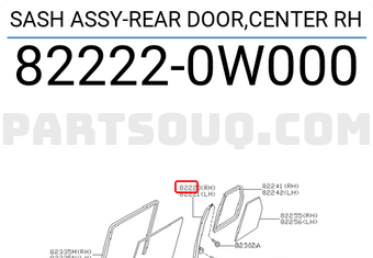 Nissan 822220W000 SASH ASSY-REAR DOOR,CENTER RH