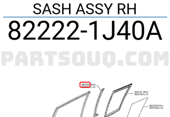 Nissan 822221J40A SASH ASSY RH