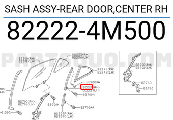 Nissan 822224M500 SASH ASSY-REAR DOOR,CENTER RH