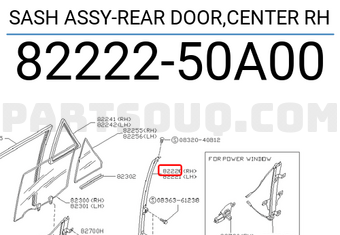 Nissan 8222250A00 SASH ASSY-REAR DOOR,CENTER RH