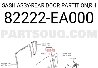Nissan 82222EA000 SASH ASSY-REAR DOOR PARTITION,RH