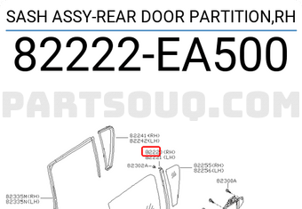 Nissan 82222EA500 SASH ASSY-REAR DOOR PARTITION,RH