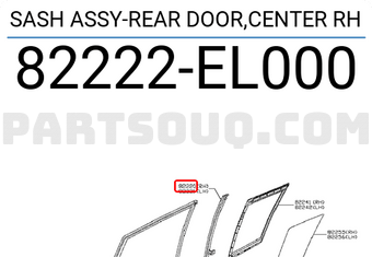 Nissan 82222EL000 SASH ASSY-REAR DOOR,CENTER RH