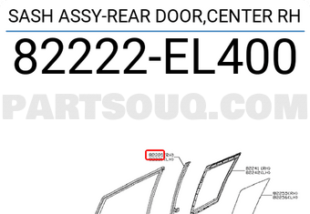 Nissan 82222EL400 SASH ASSY-REAR DOOR,CENTER RH