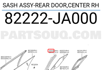 Nissan 82222JA000 SASH ASSY-REAR DOOR,CENTER RH