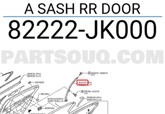 Nissan 82222JK000 A SASH RR DOOR
