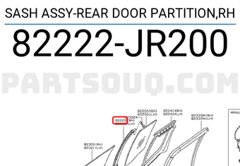 Nissan 82222JR200 SASH ASSY-REAR DOOR PARTITION,RH