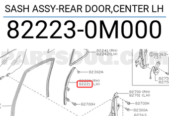 Nissan 822230M000 SASH ASSY-REAR DOOR,CENTER LH