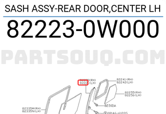 Nissan 822230W000 SASH ASSY-REAR DOOR,CENTER LH