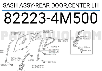 Nissan 822234M500 SASH ASSY-REAR DOOR,CENTER LH