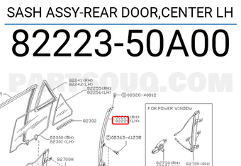 Nissan 8222350A00 SASH ASSY-REAR DOOR,CENTER LH