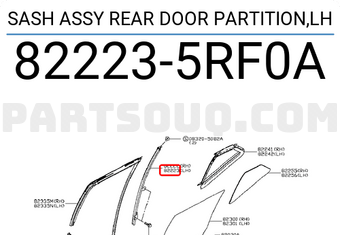 Nissan 822235RF0A SASH ASSY REAR DOOR PARTITION,LH
