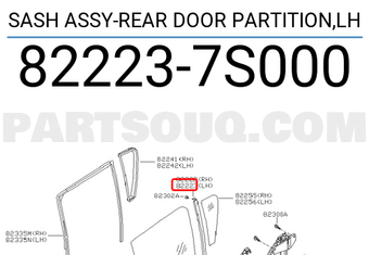 Nissan 822237S000 SASH ASSY-REAR DOOR PARTITION,LH
