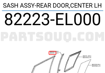 Nissan 82223EL000 SASH ASSY-REAR DOOR,CENTER LH