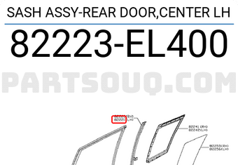 Nissan 82223EL400 SASH ASSY-REAR DOOR,CENTER LH