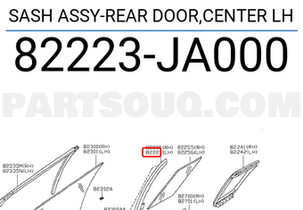 Nissan 82223JA000 SASH ASSY-REAR DOOR,CENTER LH