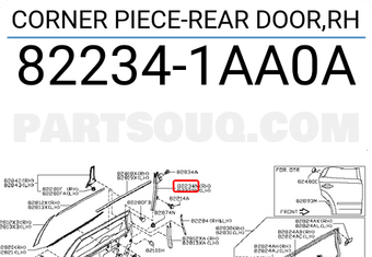 Nissan 822341AA0A CORNER PIECE-REAR DOOR,RH