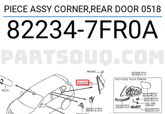 Nissan 822347FR0A PIECE ASSY CORNER,REAR DOOR 0518