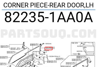 Nissan 822351AA0A CORNER PIECE-REAR DOOR,LH