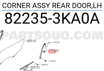 Nissan 822353KA0A CORNER ASSY REAR DOOR,LH
