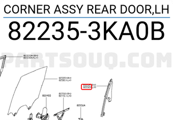 Nissan 822353KA0B CORNER ASSY REAR DOOR,LH