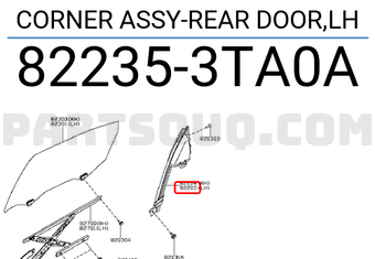 Nissan 822353TA0A CORNER ASSY-REAR DOOR,LH