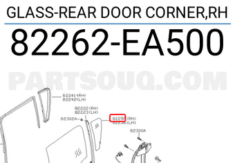 Nissan 82262EA500 GLASS-REAR DOOR CORNER,RH