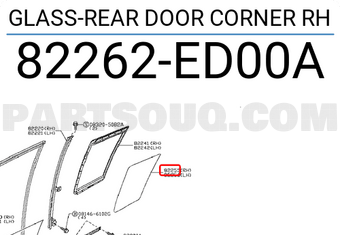 Nissan 82262ED00A GLASS-REAR DOOR CORNER RH