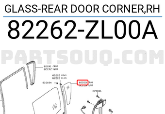Nissan 82262ZL00A GLASS-REAR DOOR CORNER,RH