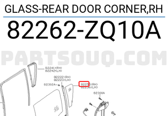 Nissan 82262ZQ10A GLASS-REAR DOOR CORNER,RH