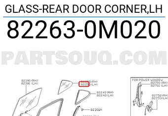 Nissan 822630M020 GLASS-REAR DOOR CORNER,LH