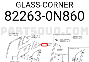 Nissan 822630N860 GLASS-CORNER