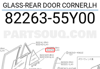 Nissan 8226355Y00 GLASS-REAR DOOR CORNER,LH