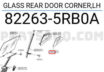 Nissan 822635RB0A GLASS REAR DOOR CORNER,LH
