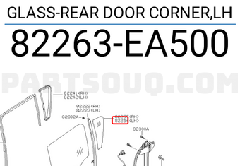 Nissan 82263EA500 GLASS-REAR DOOR CORNER,LH