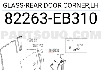 Nissan 82263EB310 GLASS-REAR DOOR CORNER,LH