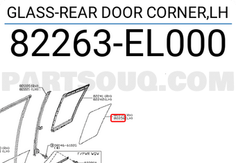 Nissan 82263EL000 GLASS-REAR DOOR CORNER,LH