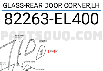 Nissan 82263EL400 GLASS-REAR DOOR CORNER,LH
