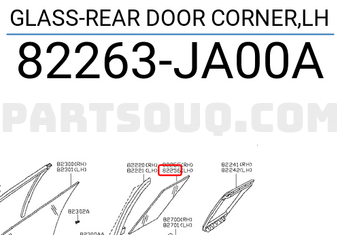 Nissan 82263JA00A GLASS-REAR DOOR CORNER,LH