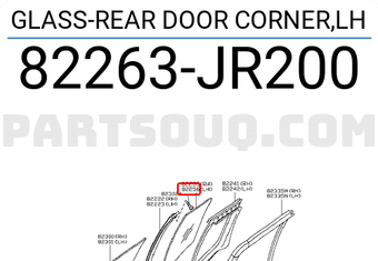 Nissan 82263JR200 GLASS-REAR DOOR CORNER,LH