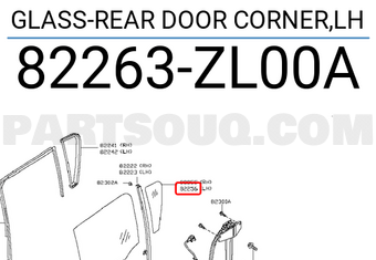 Nissan 82263ZL00A GLASS-REAR DOOR CORNER,LH